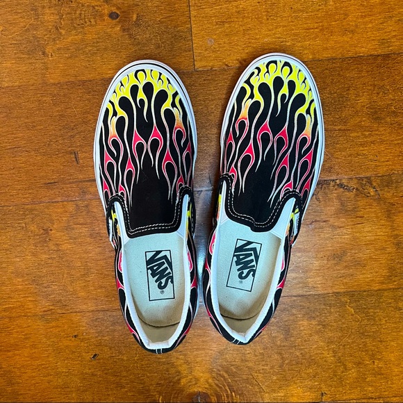 Vans Shoes - Vans 7.5 Slip-ons with flames black/red/yellow